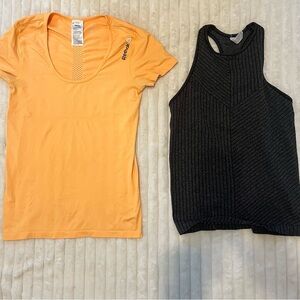 Reebok yellow Tee med and a Black all in motion med